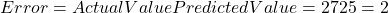 Error=Actual Value−Predicted Value=27−25=2