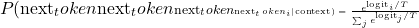 \[P(\text{next_token}_i | \text{context}) = \frac{e^{\text{logit}_i / T}}{\sum_j e^{\text{logit}_j / T}}\]