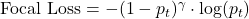  \text{Focal Loss} = - (1 - p_t)^{\gamma} \cdot \log(p_t) 